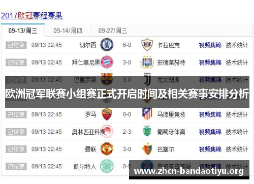 欧洲冠军联赛小组赛正式开启时间及相关赛事安排分析 欧洲冠军联赛小组赛正式开启时间及相关赛事安排分析